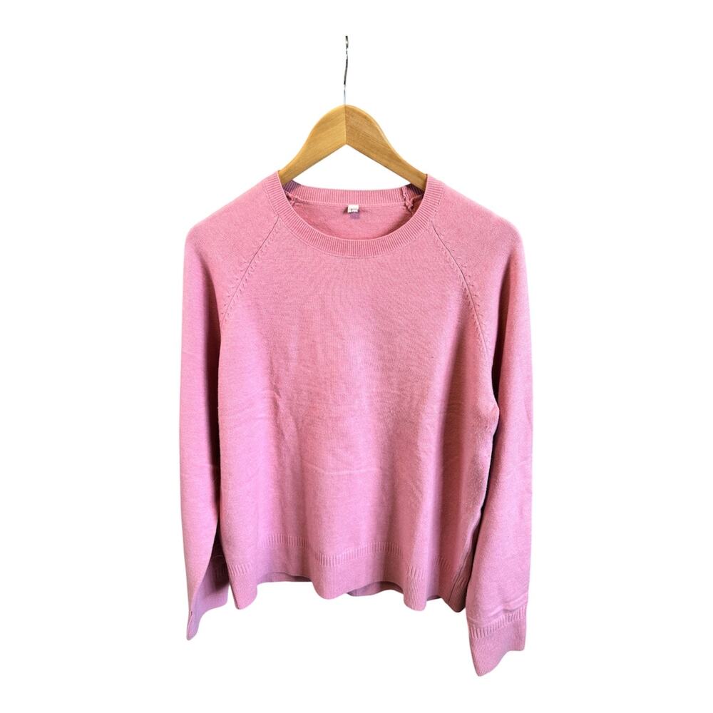 Women's Pink Knit Pullover Sweater Size Large Unbranded Crew Neck Casual